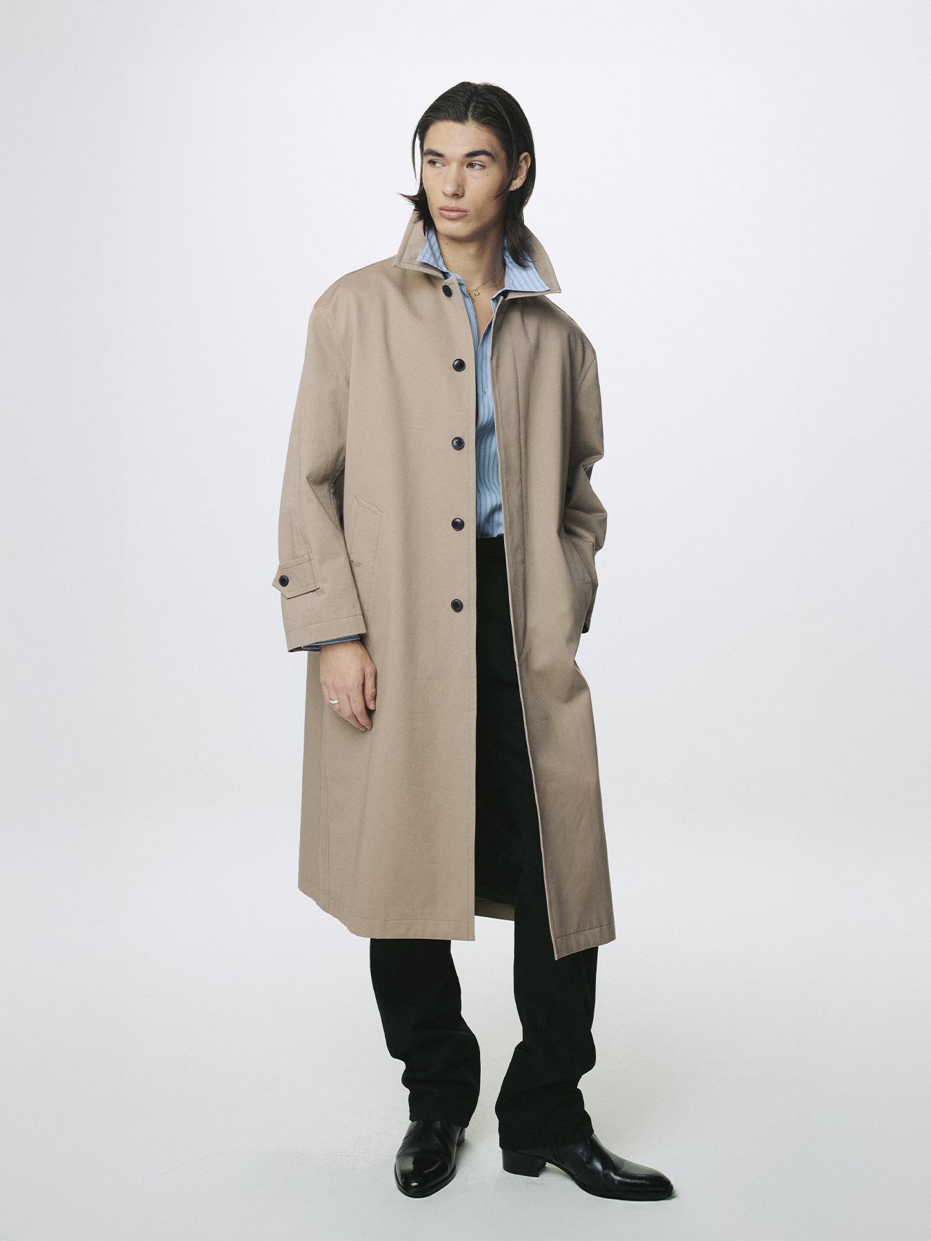 Tonywack - Cotton Drill Single-Breasted Overcoat (Beige) product image 1 | TRAB K-Fashion Australia