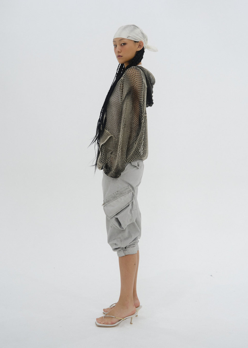 Hyein Seo - Spray-Dyed Mesh Hoodie (Stone Beige) product image 7 | TRAB K-Fashion Australia