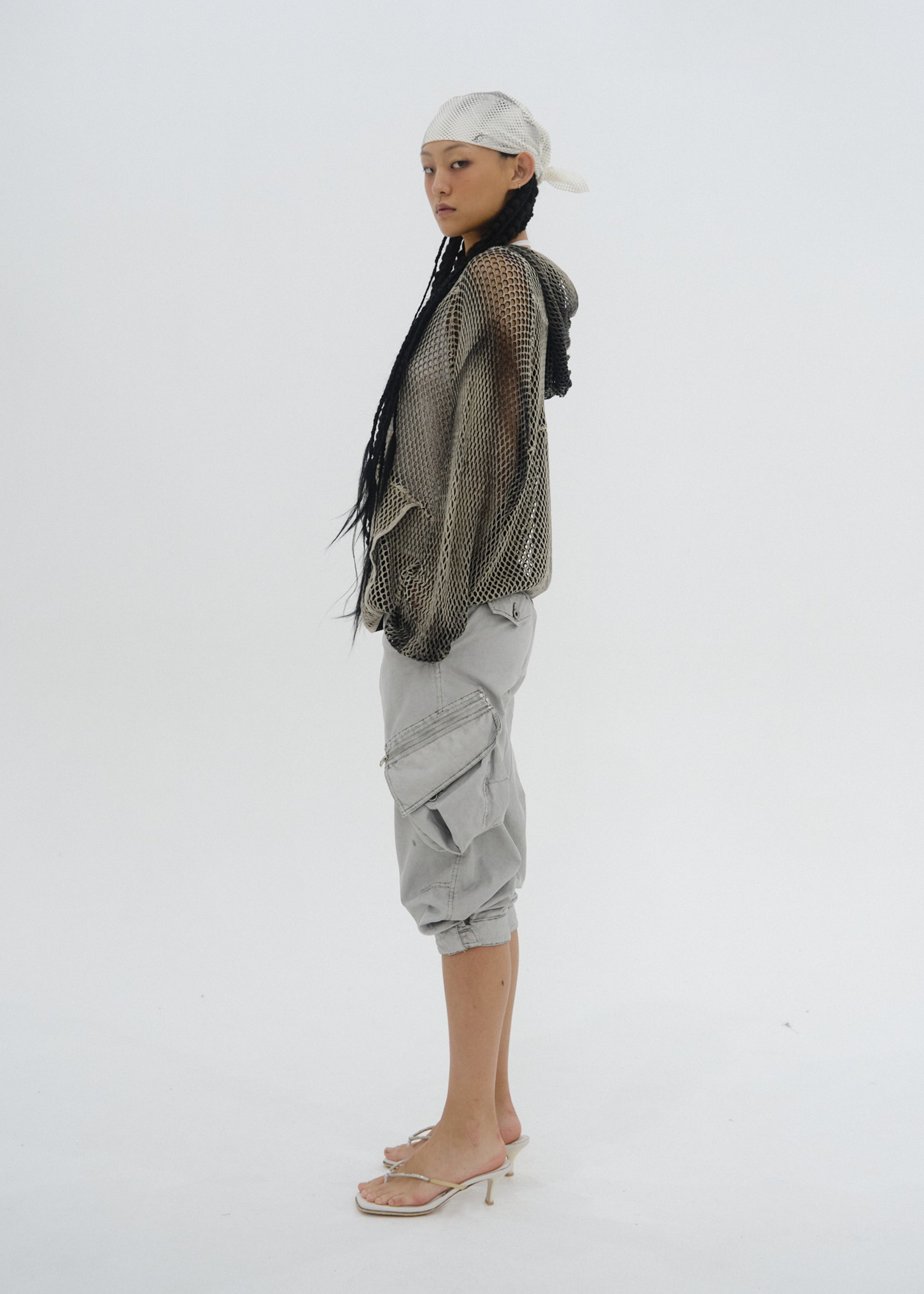 Hyein Seo - Spray-Dyed Mesh Hoodie (Stone Beige) product image 7 | TRAB K-Fashion Australia