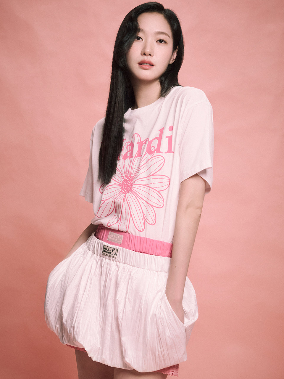 Mardi Mercredi - Tshirt Flowermardi (White Pink) product image 1 | TRAB K-Fashion Australia