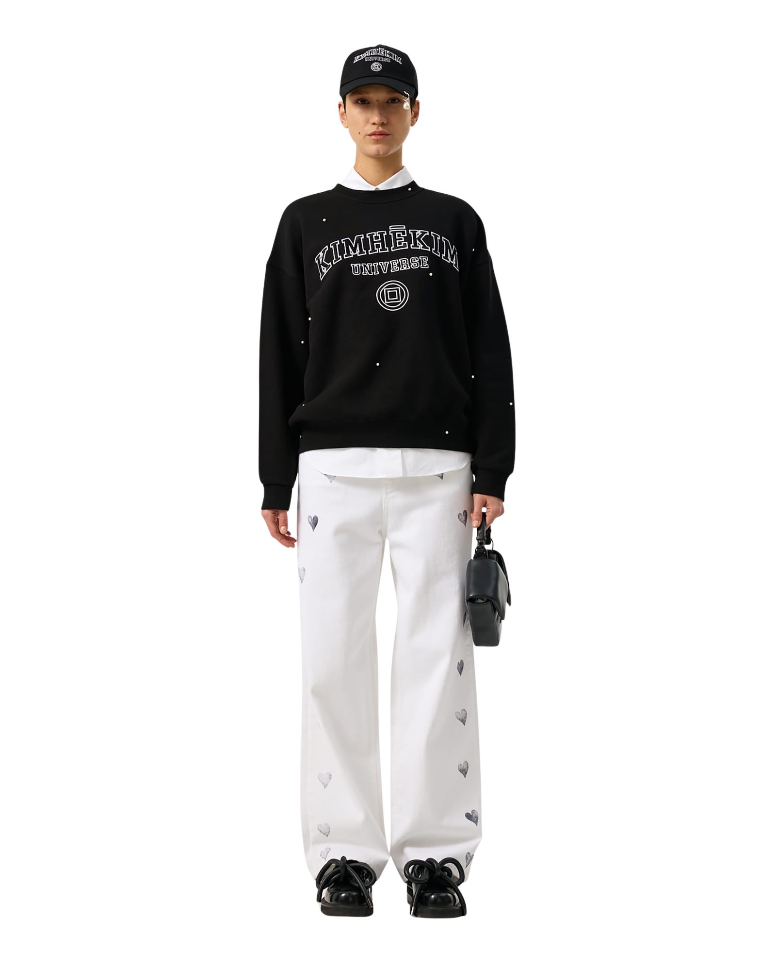 Kimhe Kim - Pearl Embellished Universe Sweatshirt (Black) product image 2 | TRAB K-Fashion Australia