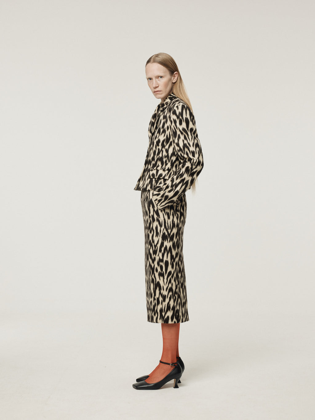 Recto - Leopard Wool Midi Skirt (Dark Brown) product image 3 | TRAB K-Fashion Australia