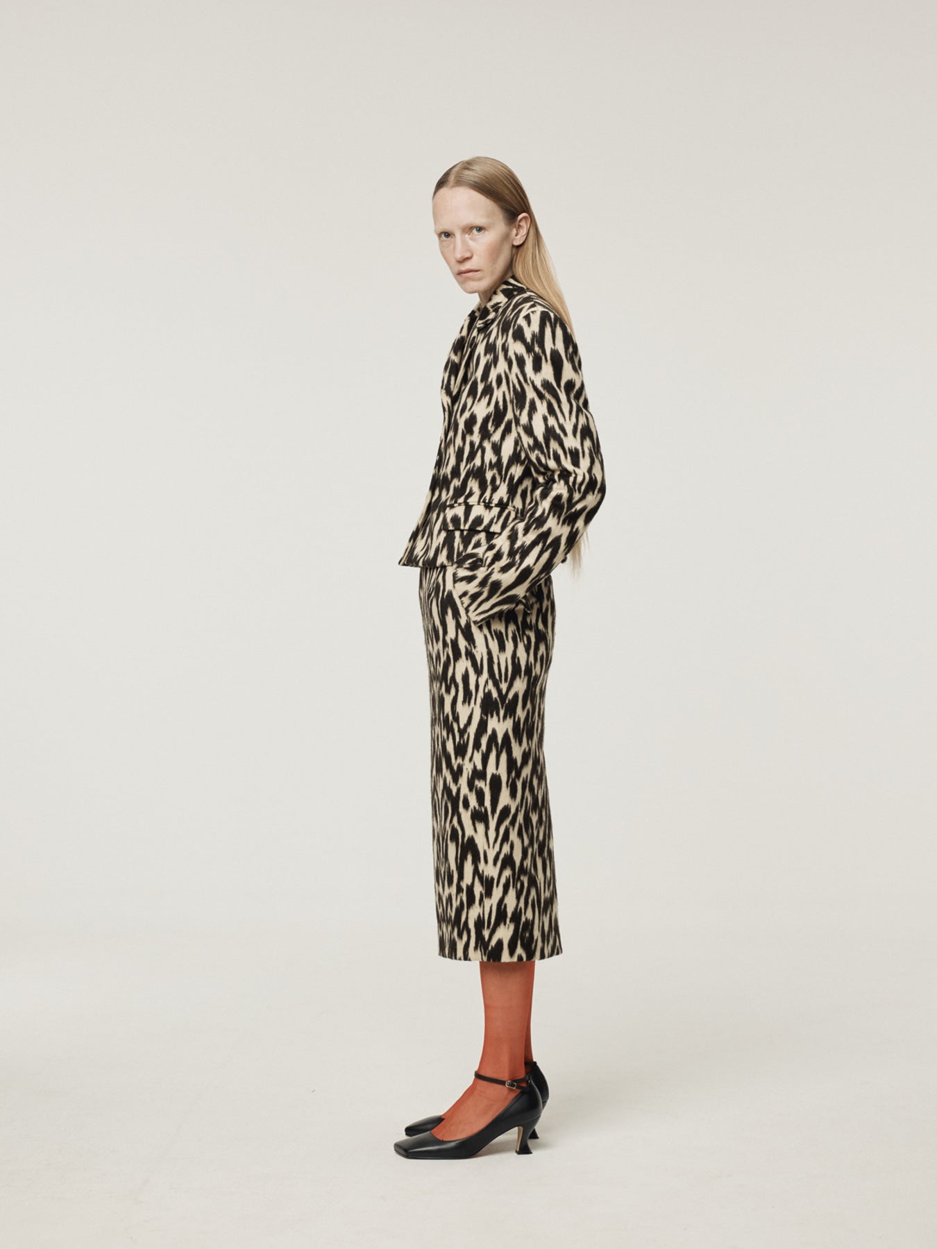 Recto - Leopard Wool Midi Skirt (Dark Brown) product image 3 | TRAB K-Fashion Australia