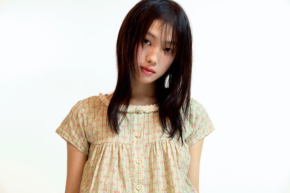 Coyseio - Fringe Shirring Blouse (Light Green) product image 4 | TRAB K-Fashion Australia