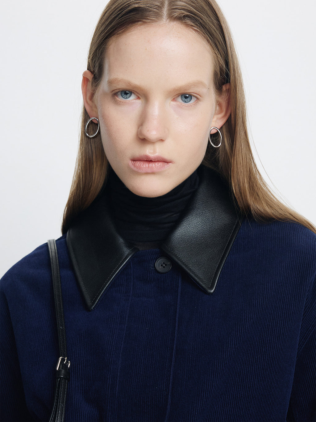 Tonywack - Leather Collar Corduroy Bomber Jacket (Midnight Blue) product image 6 | TRAB K-Fashion Australia