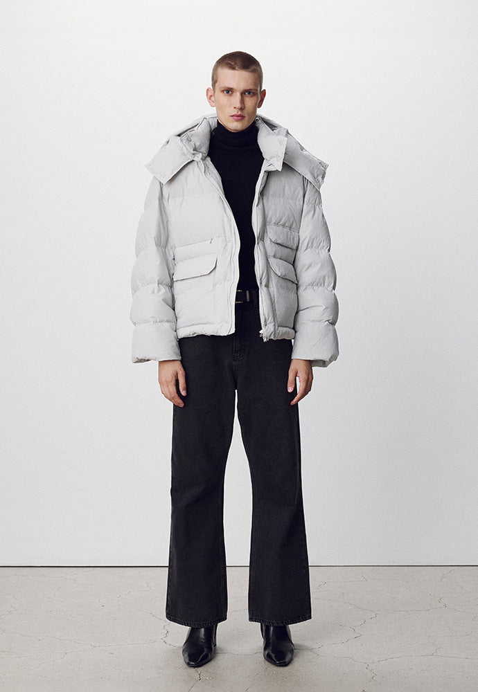 Tonywack - Technical Shell Short Puffer Down Jacket (Detachable Hood) (Pale Gery) product image 2 | TRAB K-Fashion Australia