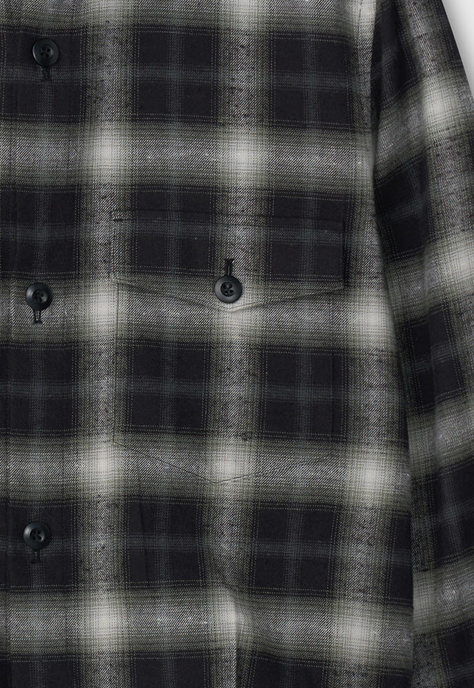 Tonywack - Brushed-Effect Check Shirt Blouson Japanese Fabric (Black/Ecru) product image 6 | TRAB K-Fashion Australia