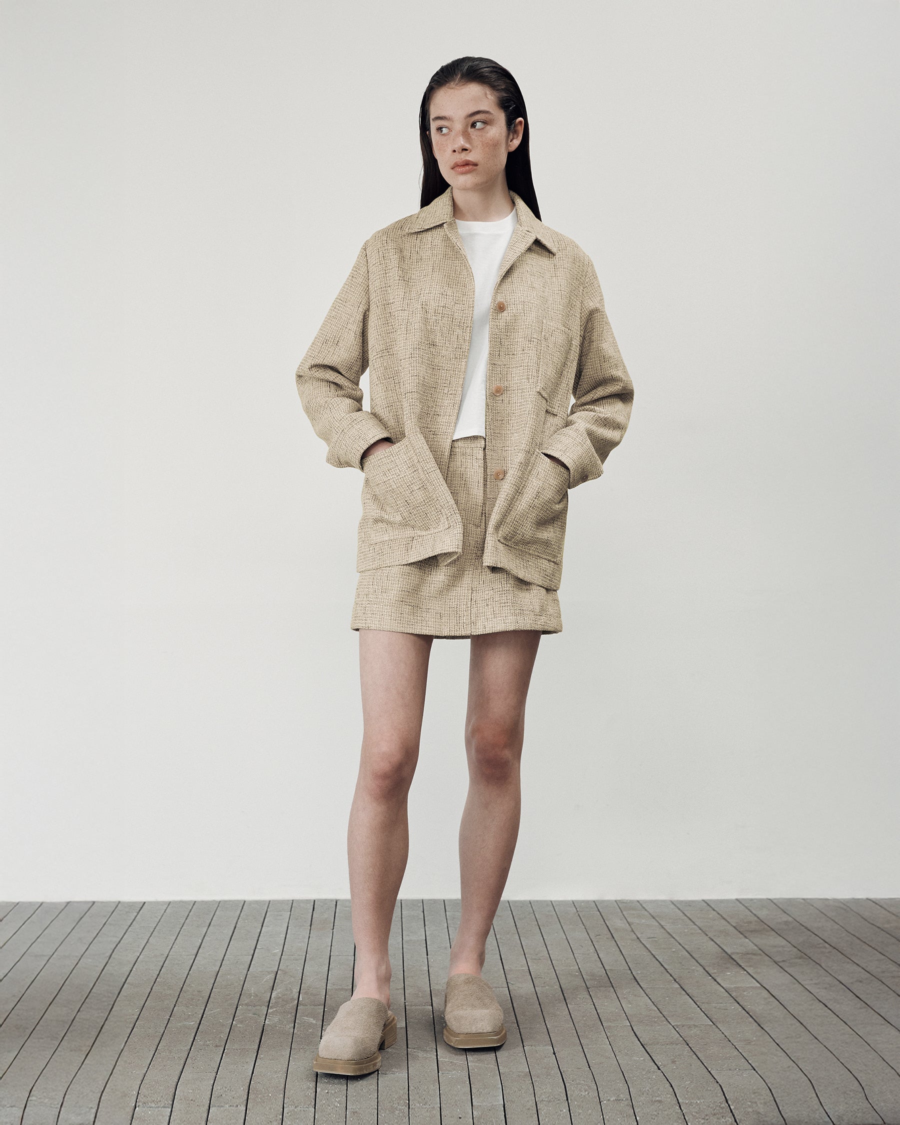 Brownyard - Tweed Mini Skirt (Beige) product image 6 | TRAB K-Fashion Australia