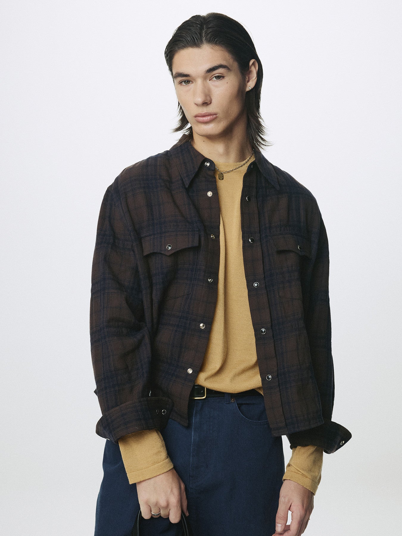 Tonywack - Wool And Cotton Checked Shirt Jacket Japanese Fabric (Brown) product image 1 | TRAB K-Fashion Australia