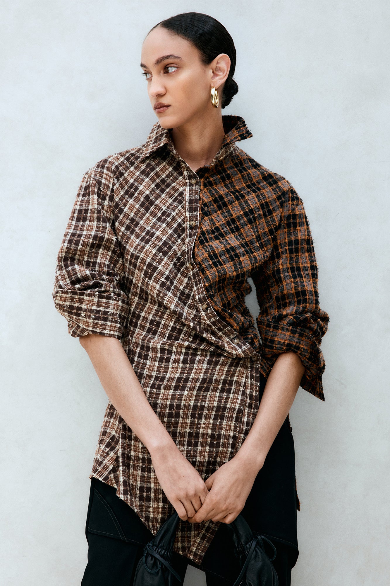 Andersson Bell - Twist Check Shirts (Brown) product image 7 | TRAB K-Fashion Australia