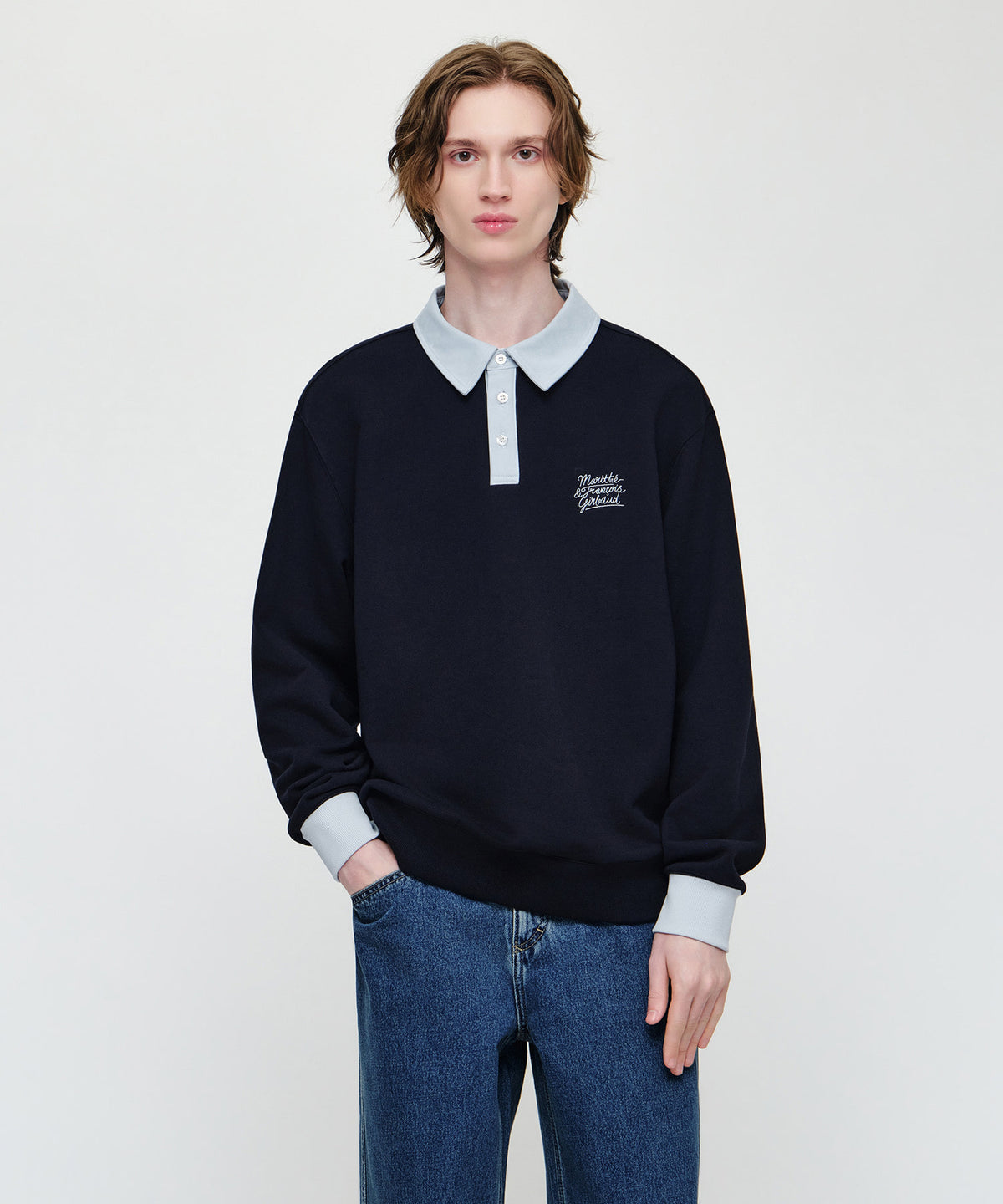 Marithe & Francois Girbaud - Color Block Collar Sweatshirt (Navy) product image 1 | TRAB K-Fashion Australia