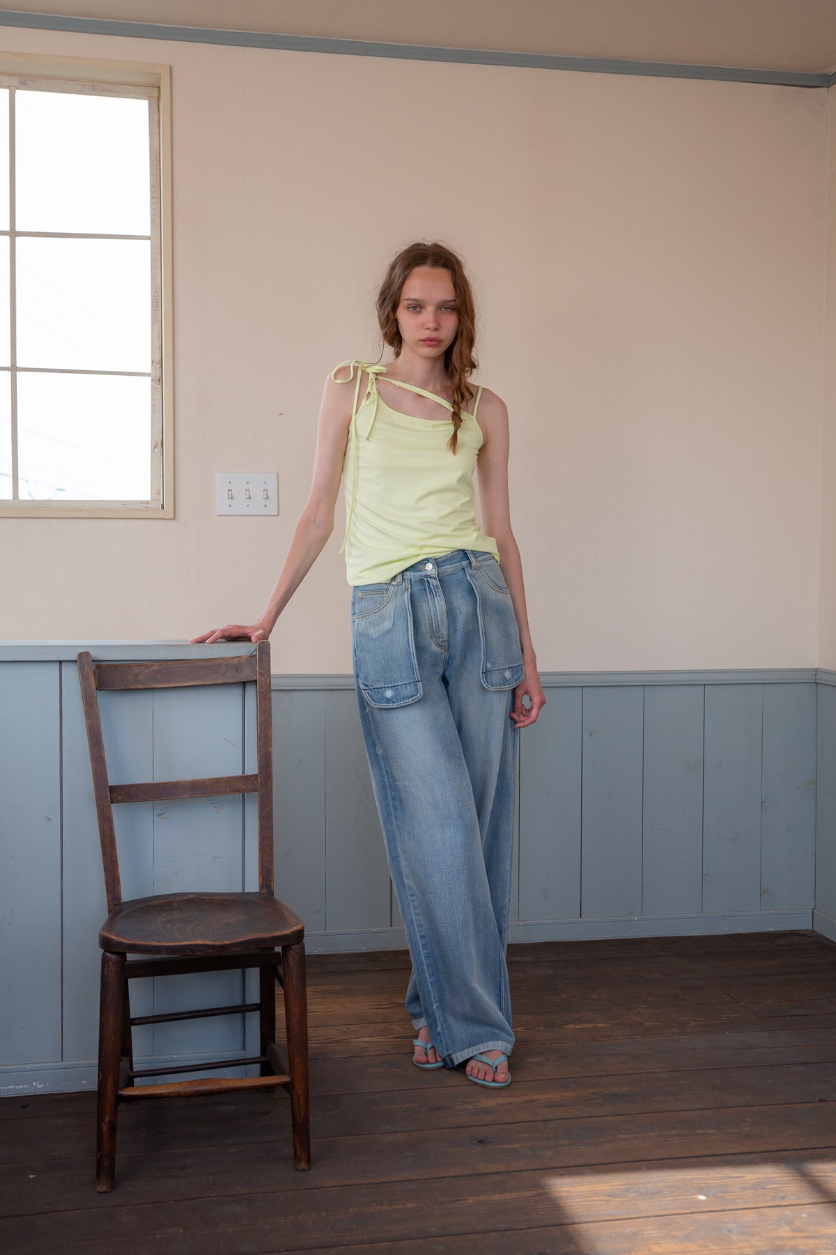 Matin Kim - Out Pocket Washed Denim Pants (Light Blue) product image 12 | TRAB K-Fashion Australia
