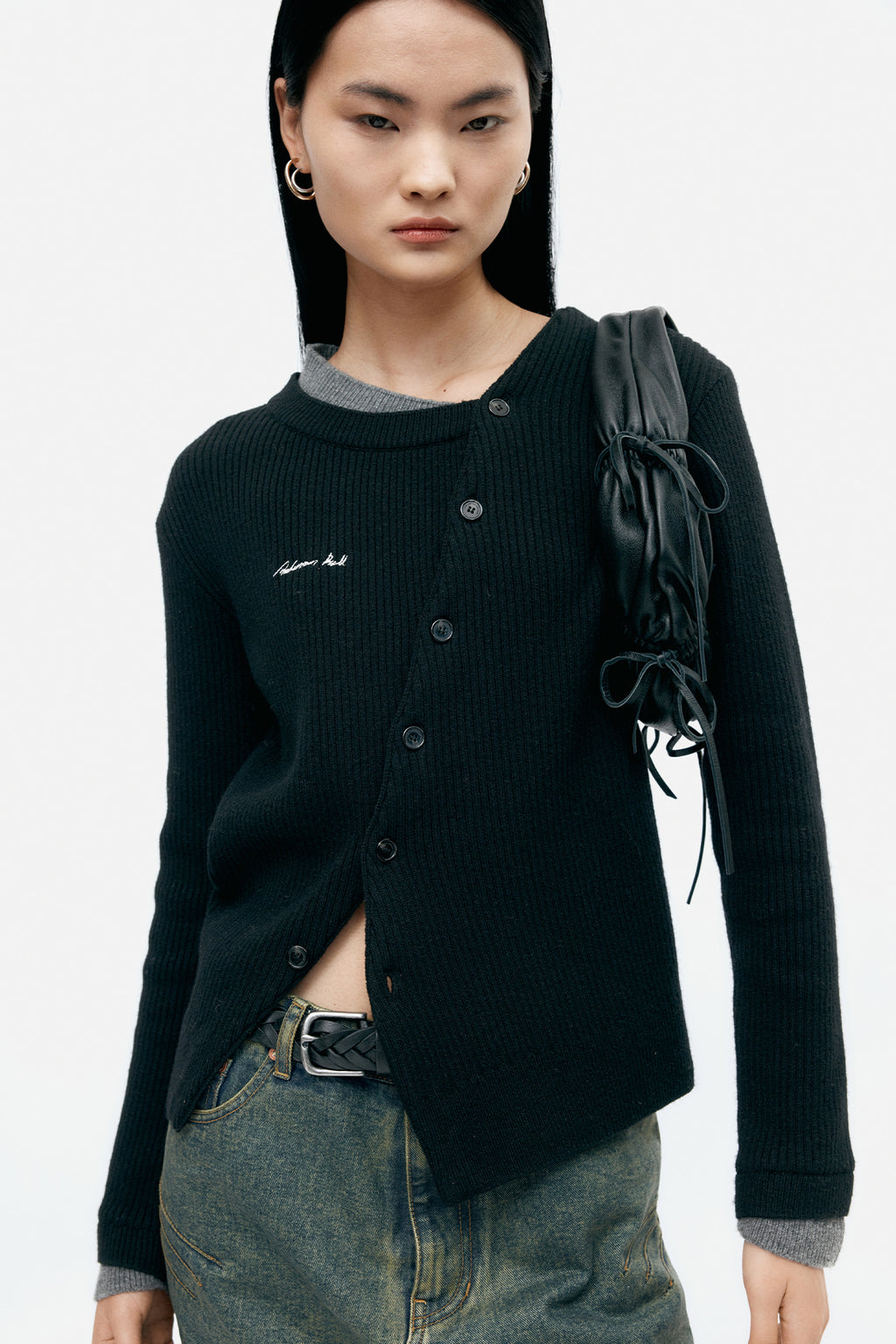 Andersson Bell - Button Slim Knit Cardigan (Black) product image 4 | TRAB K-Fashion Australia