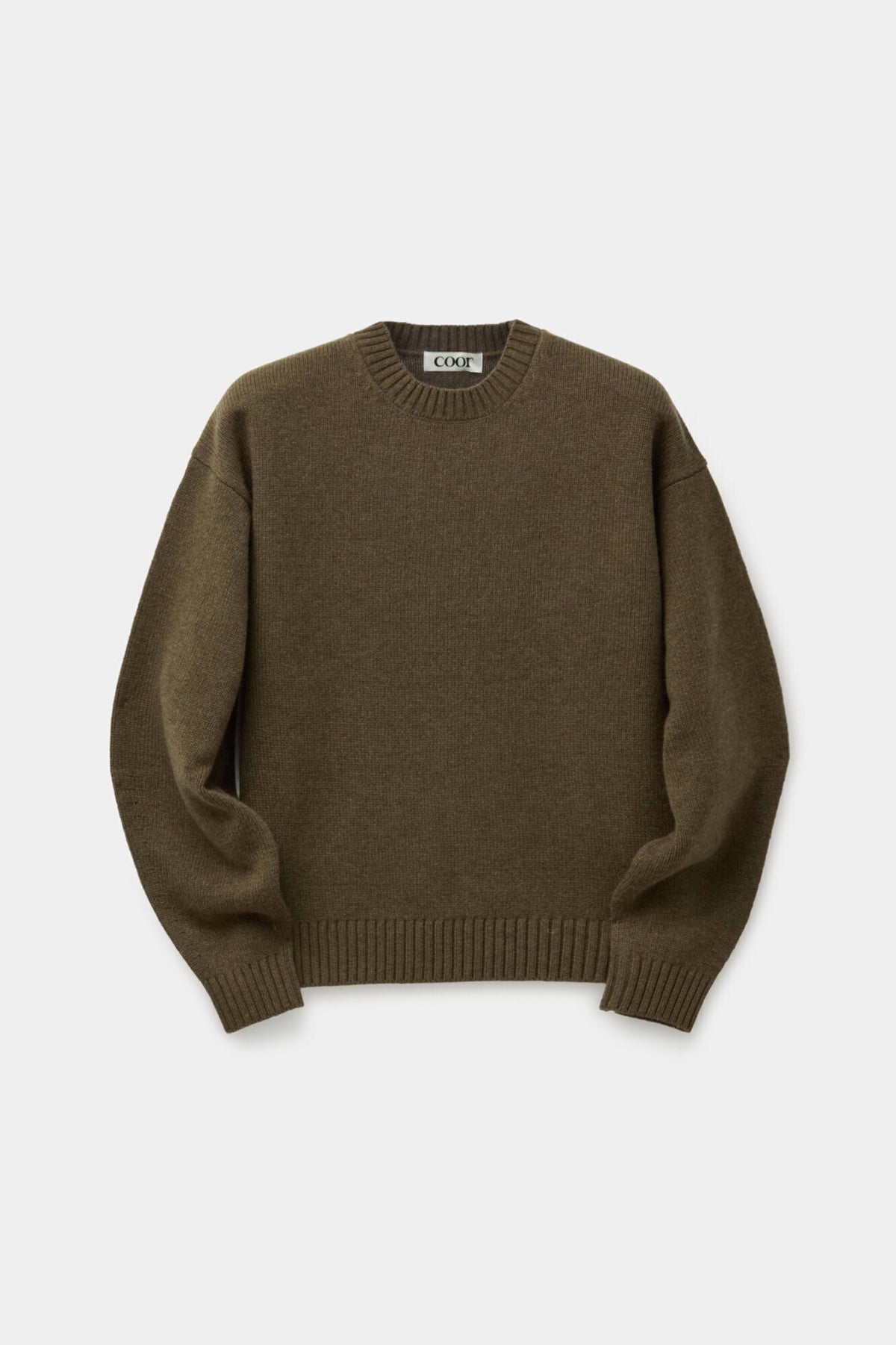 Coor - Wool Cropped Crewneck Sweater (Khaki) product image 1 | TRAB K-Fashion Australia