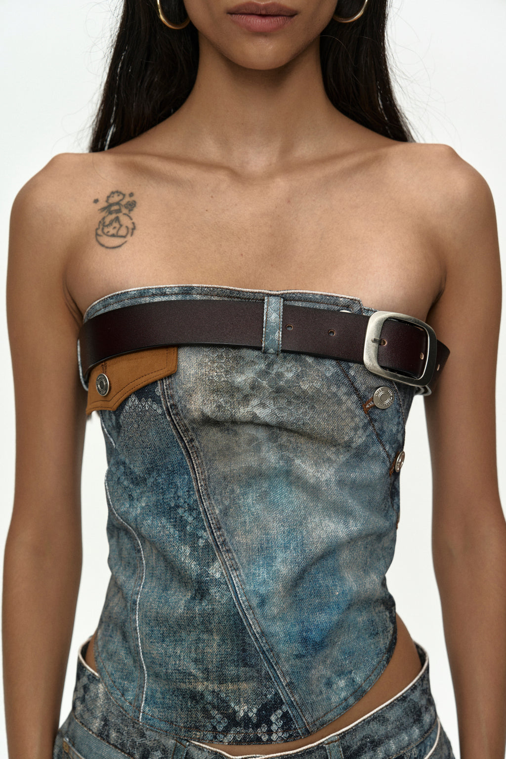 Andersson Bell - Python Fade Denim Printed Twist Bustier (Blue) product image 5 | TRAB K-Fashion Australia