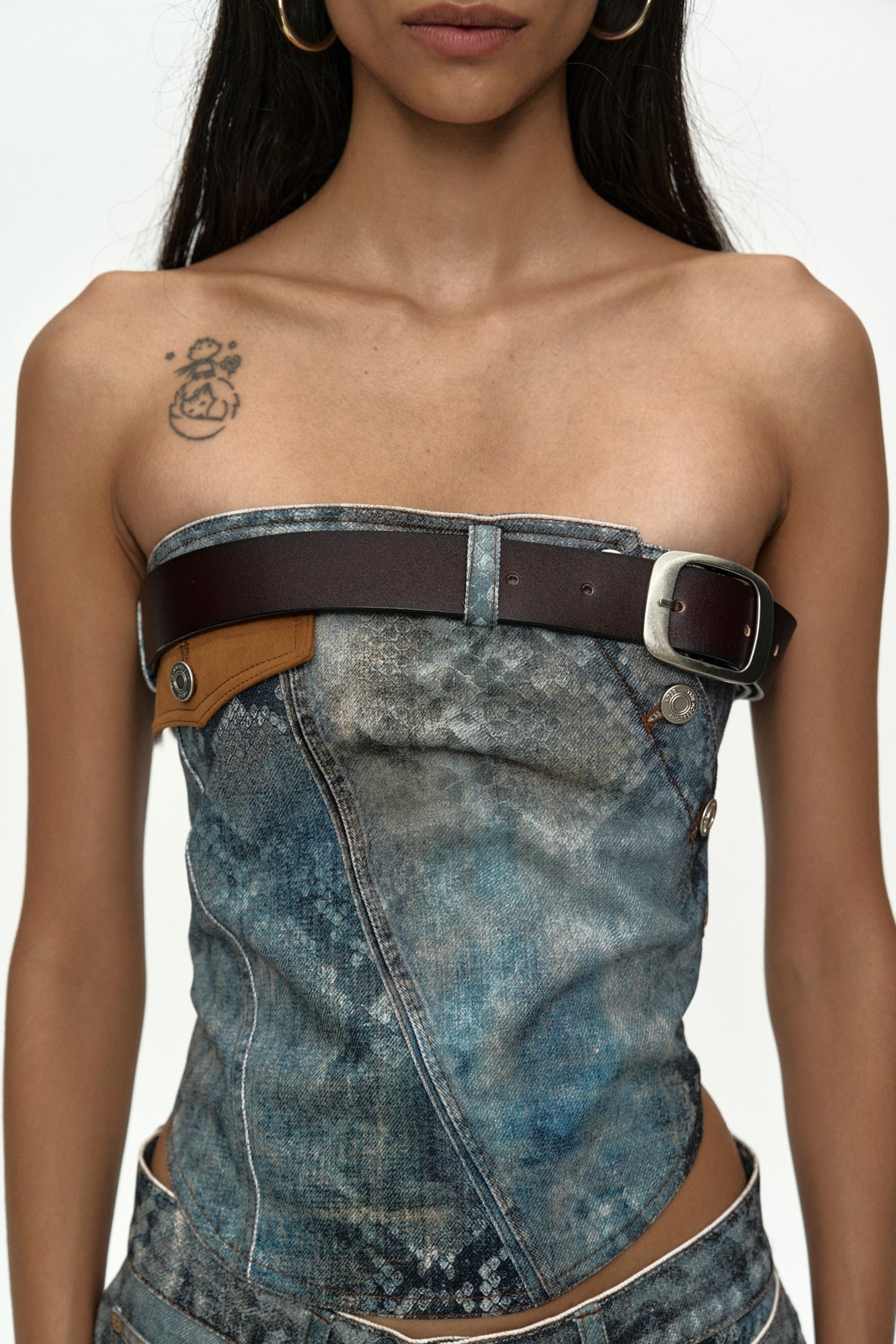 Andersson Bell - Python Fade Denim Printed Twist Bustier (Blue) product image 5 | TRAB K-Fashion Australia
