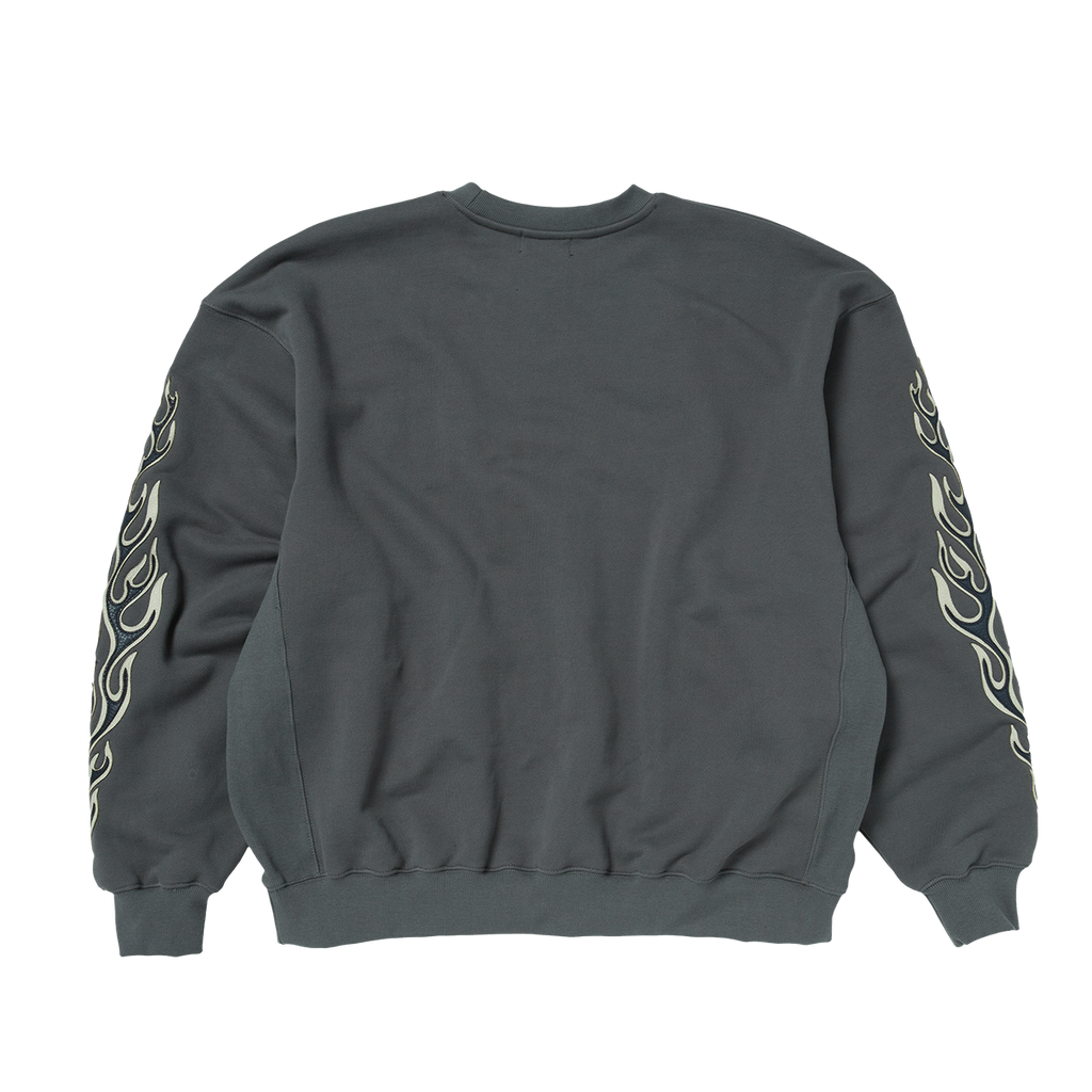 Thug Club - Leather Flame Sweatshirt (Grey) product image 1 | TRAB K-Fashion Australia