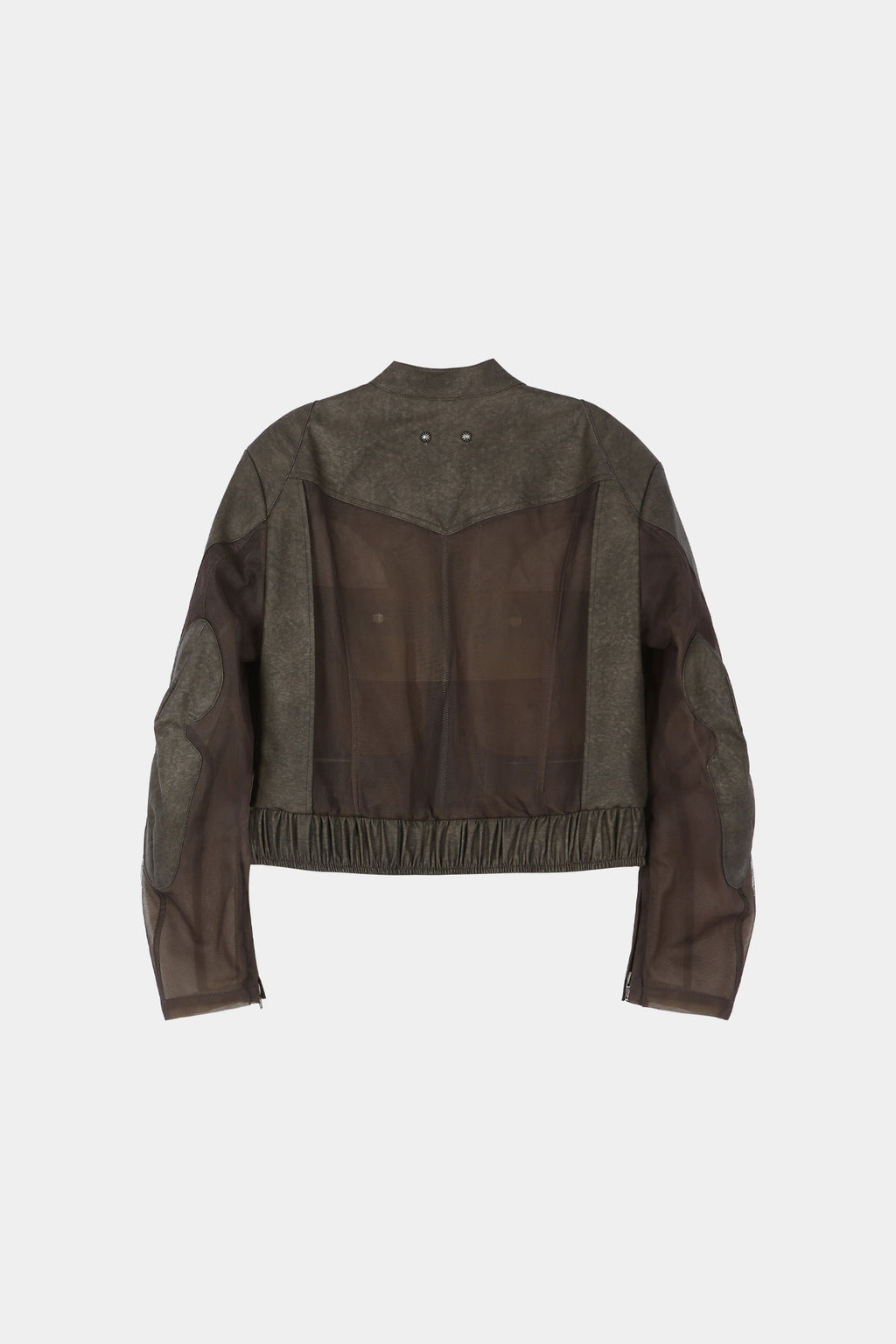 Andersson Bell - Kelly Faux-Leather & Sheer Rider Jacket (Khaki) product image 11 | TRAB K-Fashion Australia