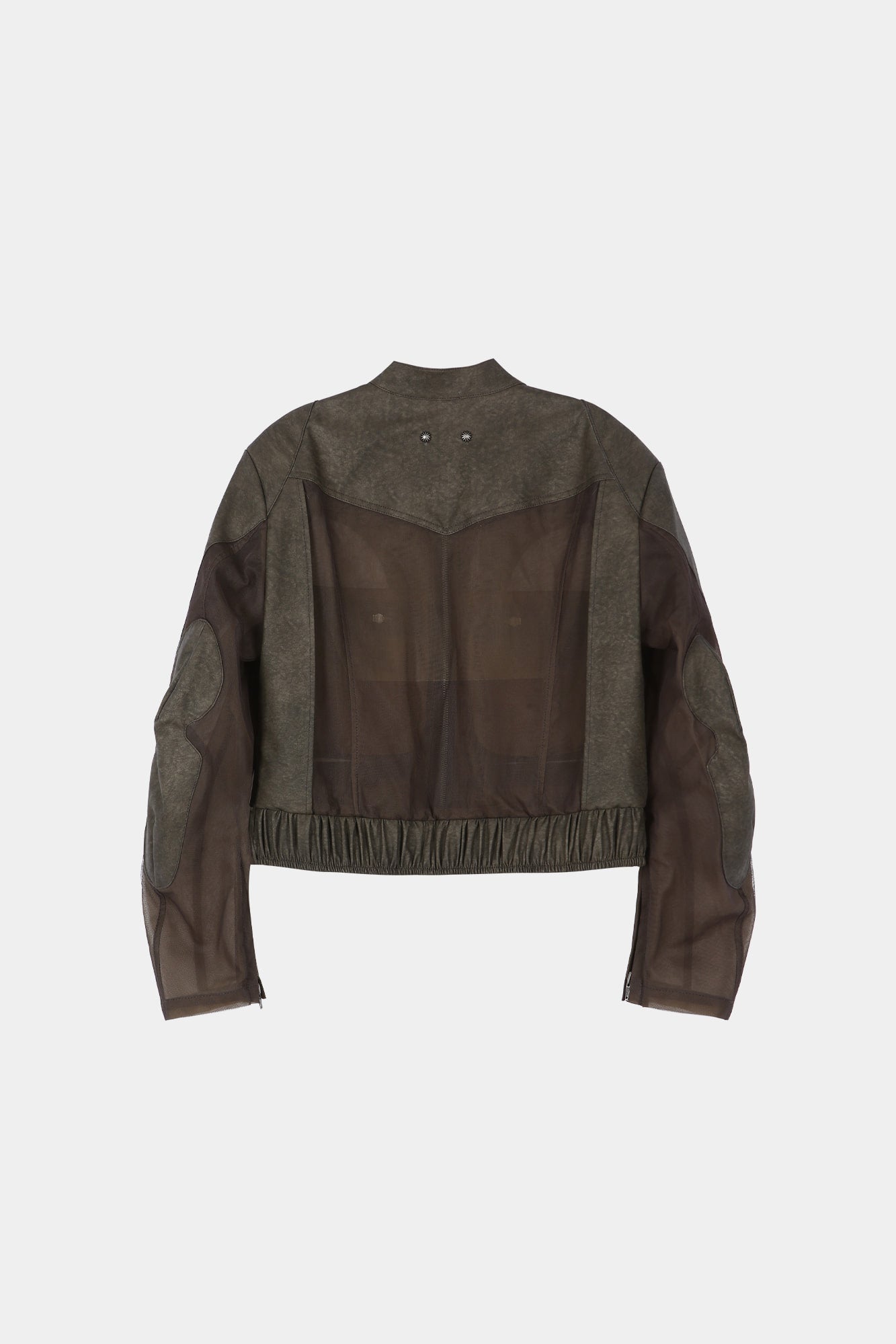 Andersson Bell - Kelly Faux-Leather & Sheer Rider Jacket (Khaki) product image 11 | TRAB K-Fashion Australia