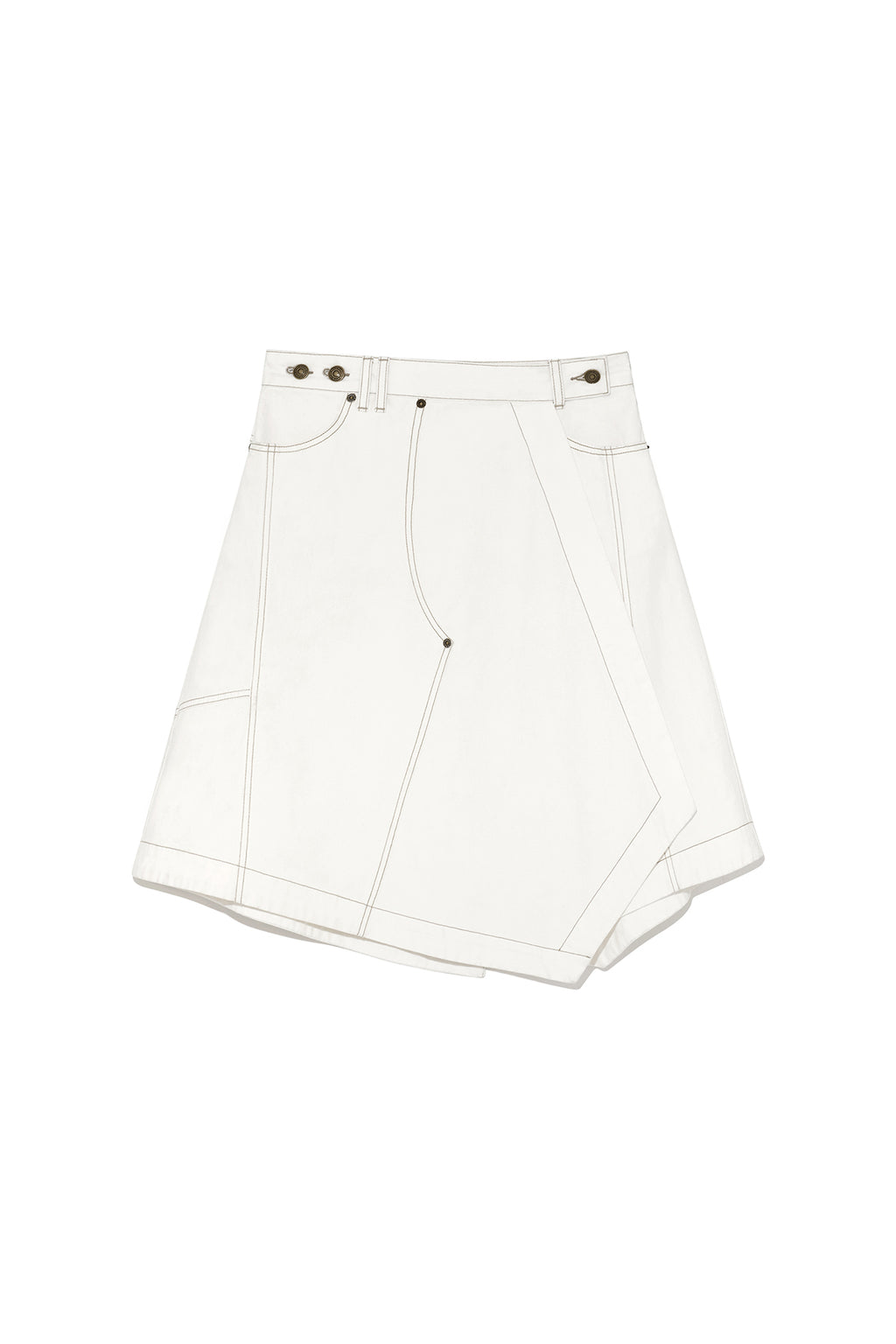 Matin Kim - Denim Mixed Flare Skirt (Ivory) product image 1 | TRAB K-Fashion Australia