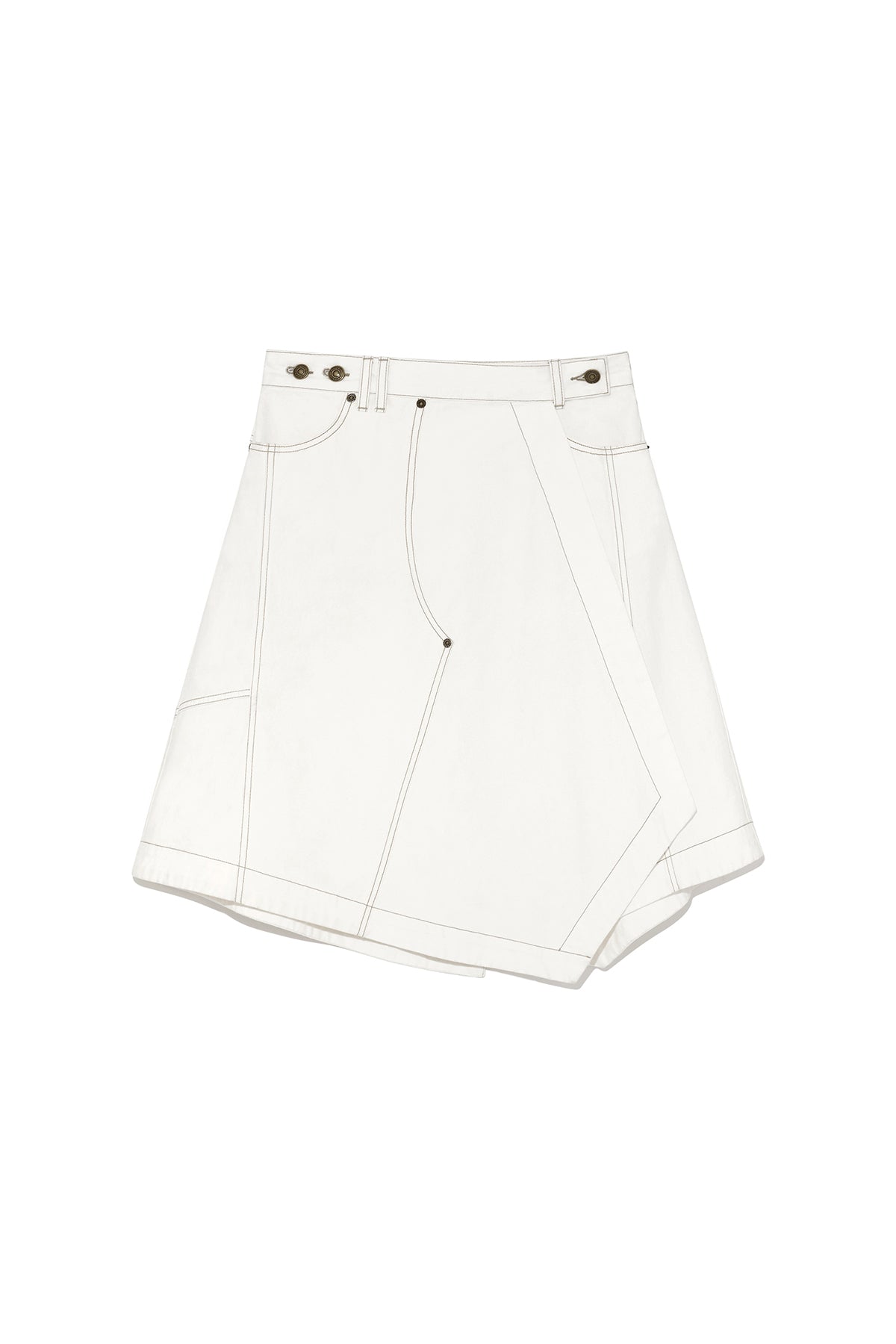 Matin Kim - Denim Mixed Flare Skirt (Ivory) product image 1 | TRAB K-Fashion Australia