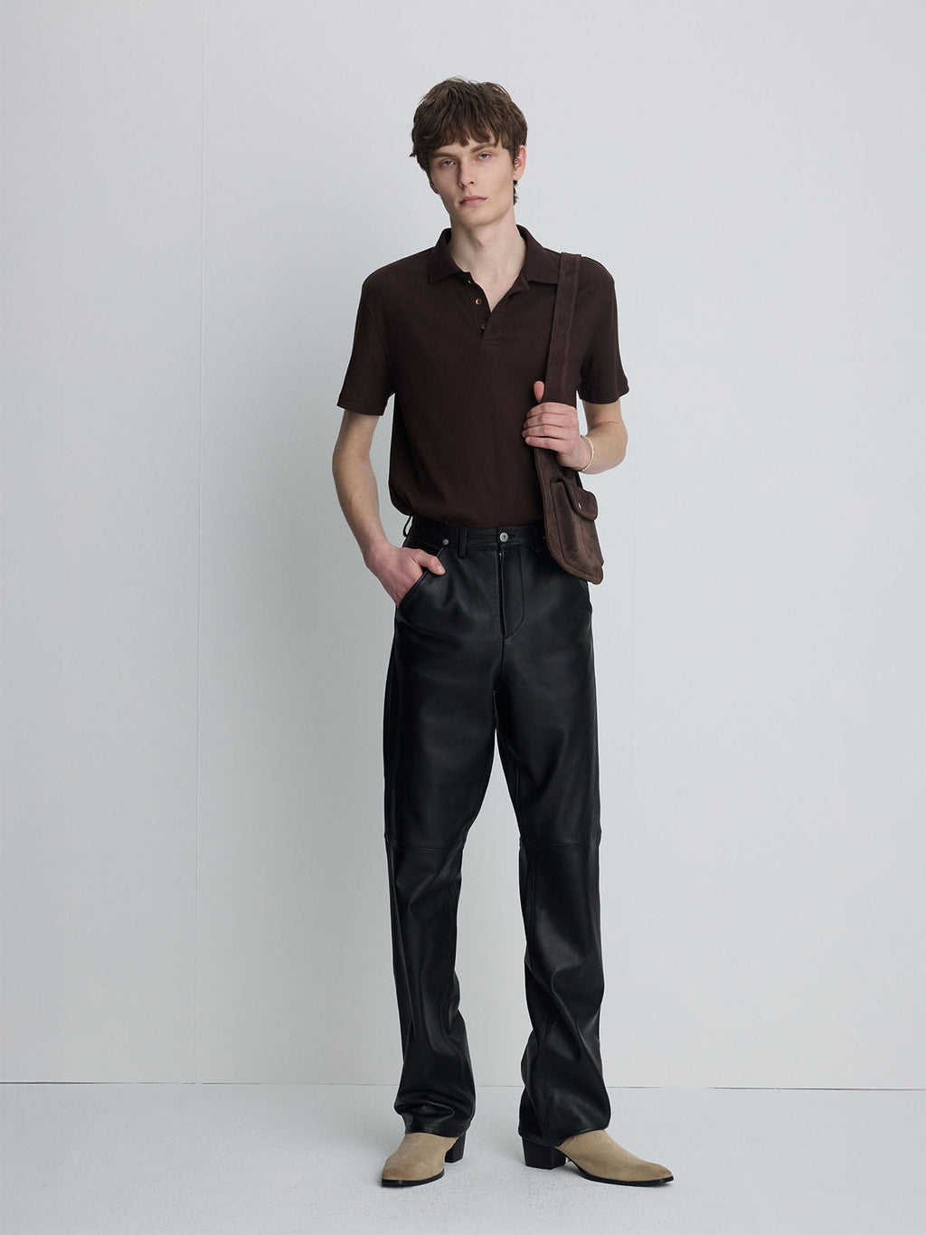 Tonywack - Soft Ribbed Polo Shirt (Brown) product image 4 | TRAB K-Fashion Australia