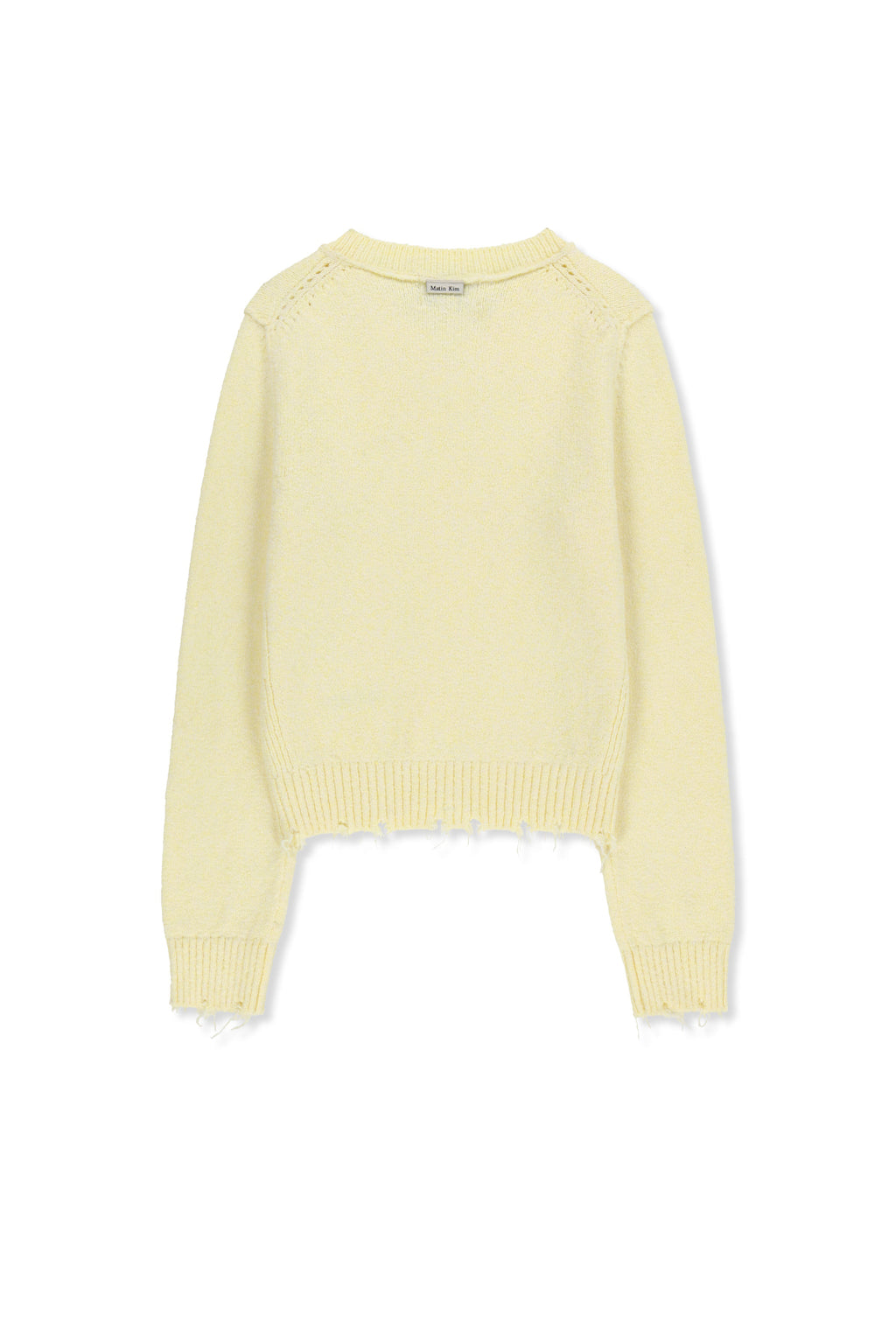Matin Kim - Distressed Hem V Neck Knit Pullover (Light Yellow) product image 2 | TRAB K-Fashion Australia