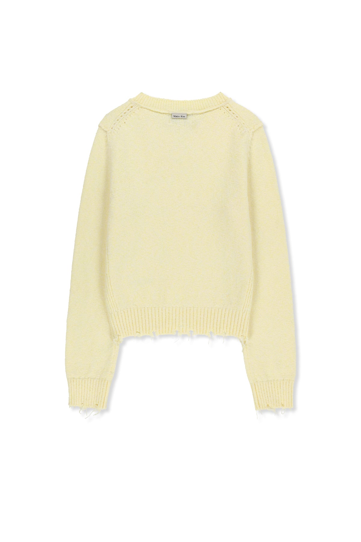 Matin Kim - Distressed Hem V Neck Knit Pullover (Light Yellow) product image 2 | TRAB K-Fashion Australia