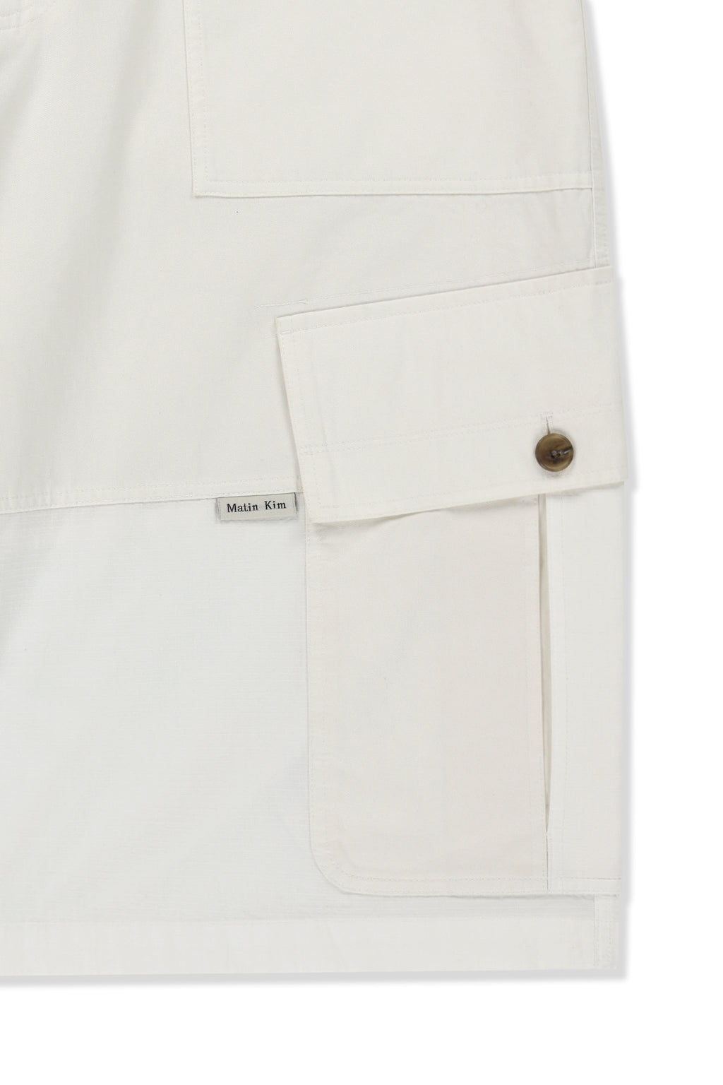Matin Kim - Patchwork Cargo Bermuda Pants (White) product image 4 | TRAB K-Fashion Australia