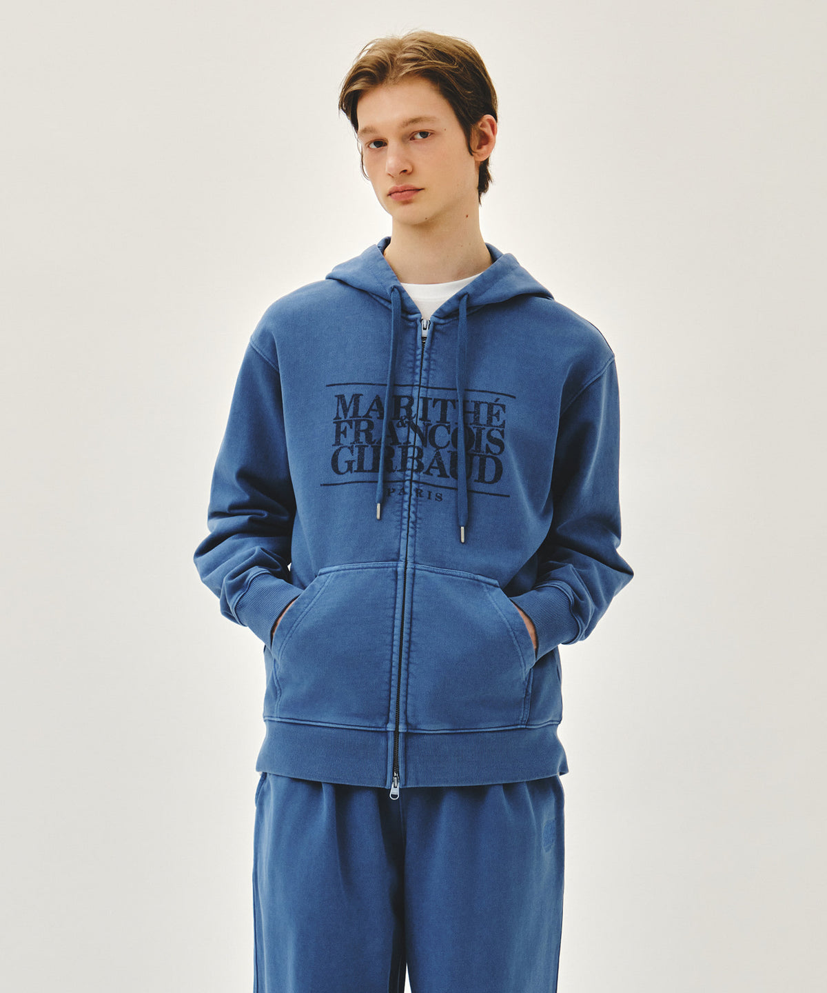 Marithe & Francois Girbaud - Classic Logo Dyeing Hoodie Zipup (Blue) product image 1 | TRAB K-Fashion Australia