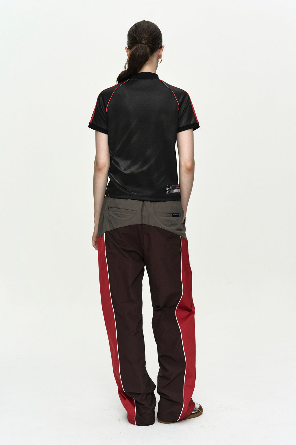 Andersson Bell - Unisex Color Block Nylon Track Pants (Red/Brown) product image 2 | TRAB K-Fashion Australia