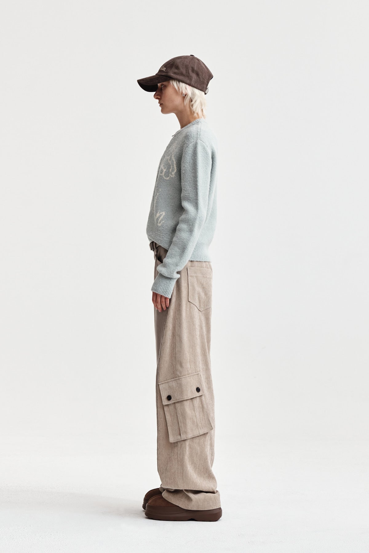 Matin Kim - Big Pocket Two Tone Wide Pants (Beige) product image 6 | TRAB K-Fashion Australia