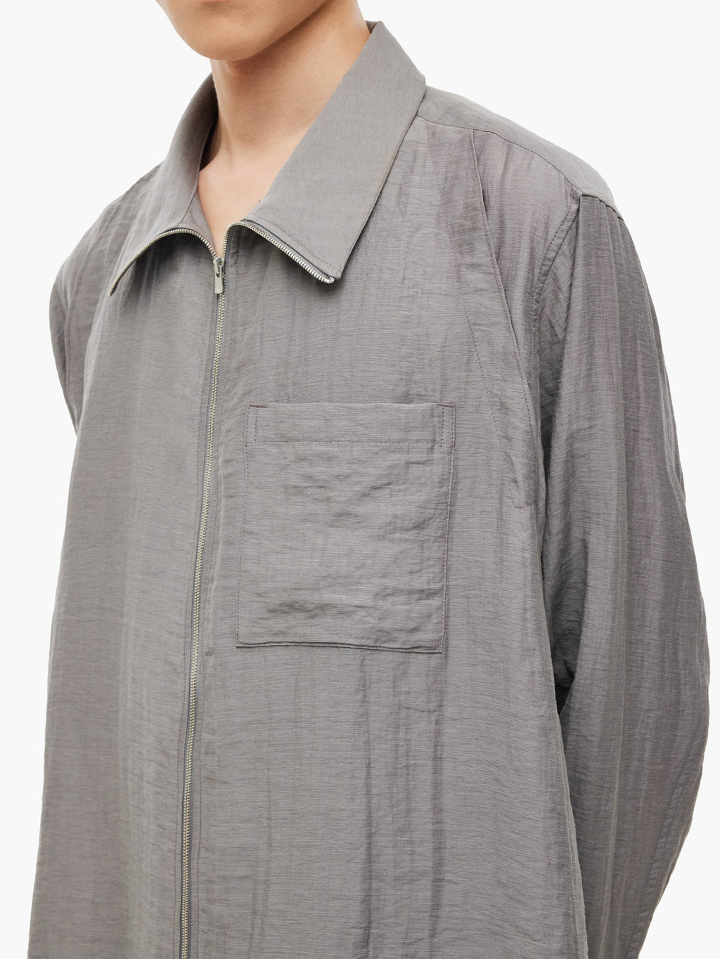 Jiyong Kim - Layered Zip-Up Shirt (Grey) product image 6 | TRAB K-Fashion Australia