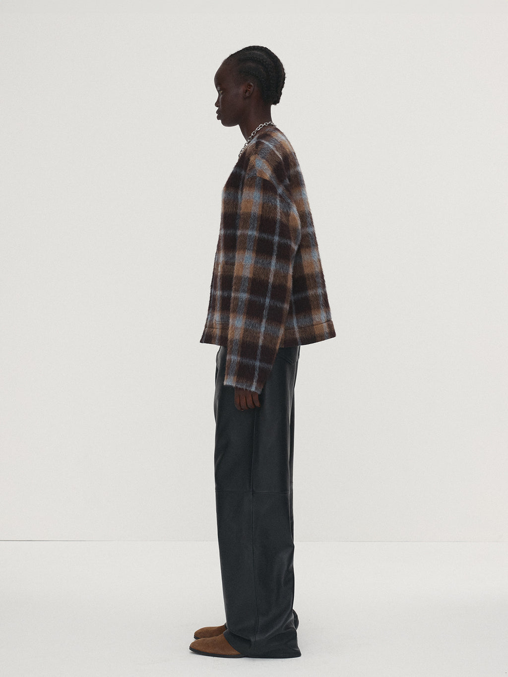 Tonywack - Checked Wool Mohair Blouson Italian Fabric (Brown) product image 2 | TRAB K-Fashion Australia