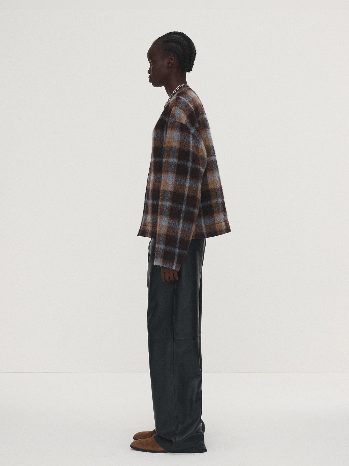 Tonywack - Checked Wool Mohair Blouson Italian Fabric (Brown) product image 2 | TRAB K-Fashion Australia