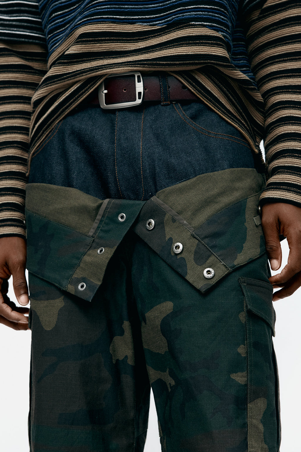 Andersson Bell - Unisex Camouflage Double Waist Work Wide-Leg Jeans (Navy/Green) product image 5 | TRAB K-Fashion Australia