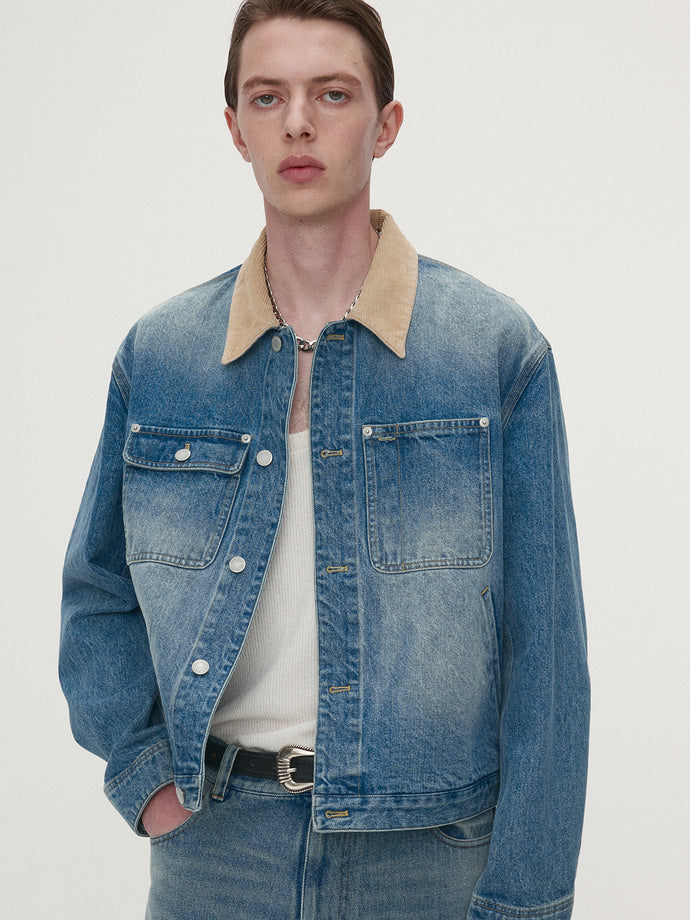Tonywack - Corduroy Collar Denim Work Jacket (Washed Blue) product image 7 | TRAB K-Fashion Australia