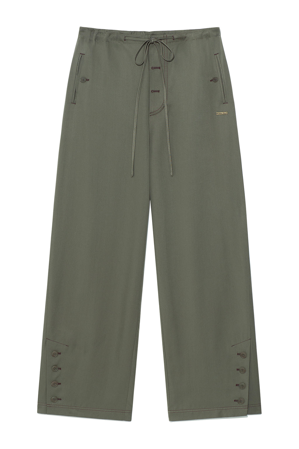 Matin Kim - Button Point String Wide Pants (Khaki) product image 1 | TRAB K-Fashion Australia