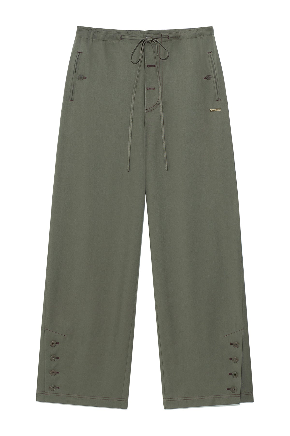 Matin Kim - Button Point String Wide Pants (Khaki) product image 1 | TRAB K-Fashion Australia