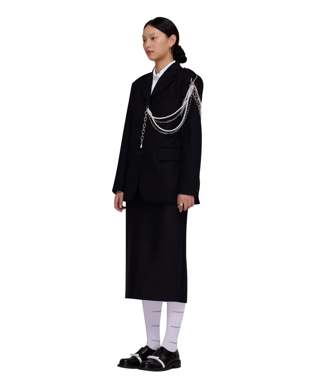 Kimhe Kim - Detachable Pearl Chain Single Jacket (Black) product image 2 | TRAB K-Fashion Australia