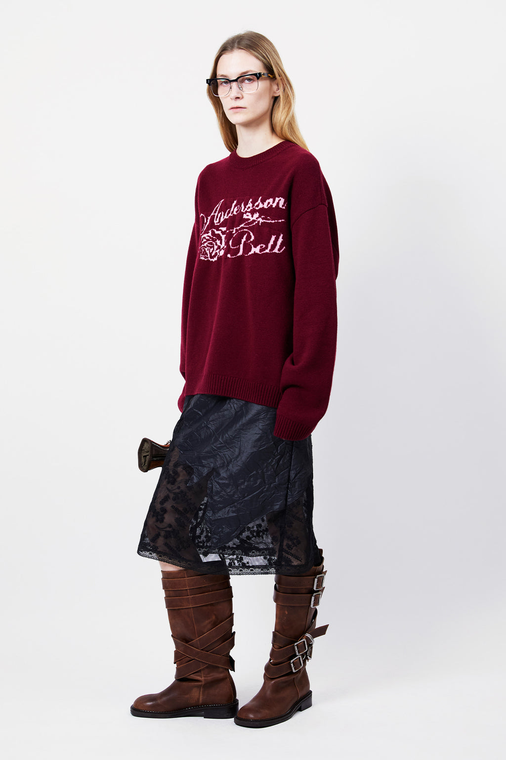 Andersson Bell - Unisex Cashmere Rose Crew-Neck Sweater (Lilac) product image 6 | TRAB K-Fashion Australia