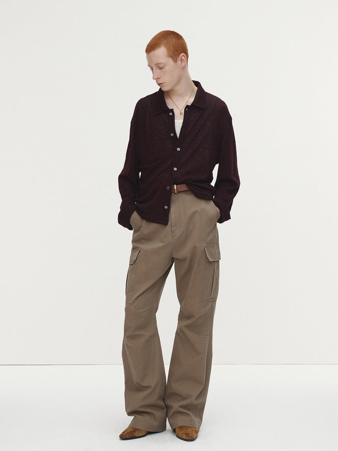 Tonywack - Washed Cotton Loose Flared Cargo Pants (Beige) product image 1 | TRAB K-Fashion Australia