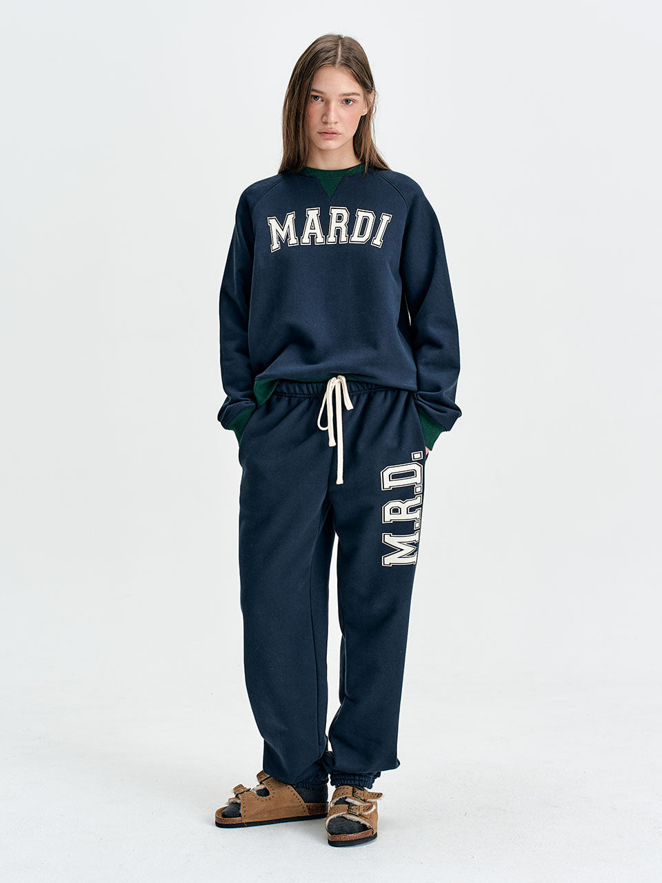 Mardi Mercredi - Slim Jogger Pants M.R.D. Logo (Navy Ivory) product image 1 | TRAB K-Fashion Australia