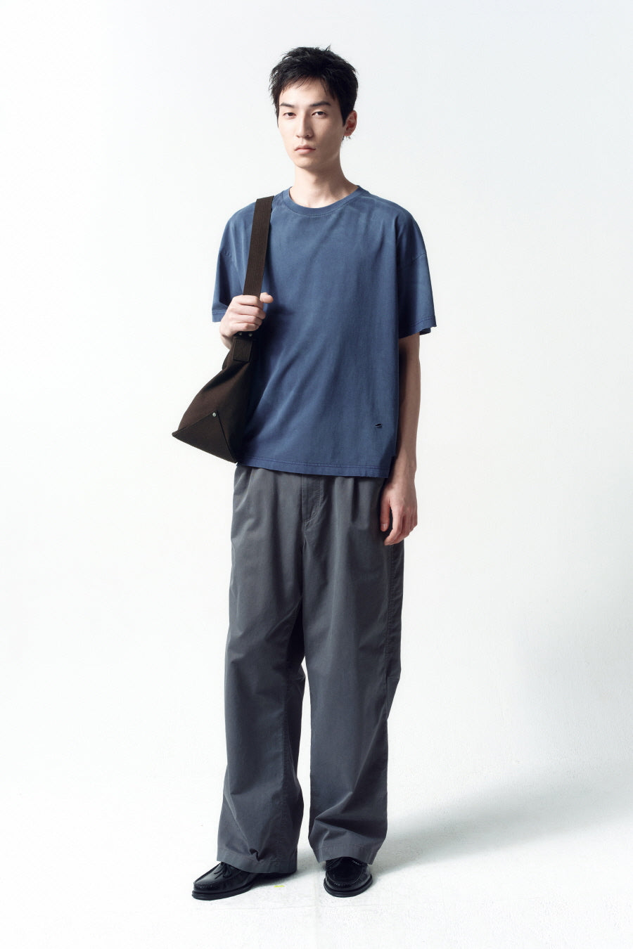 Insilence - Distressed Crop Box Fit T-Shirt (Light Navy) product image 6 | TRAB K-Fashion Australia