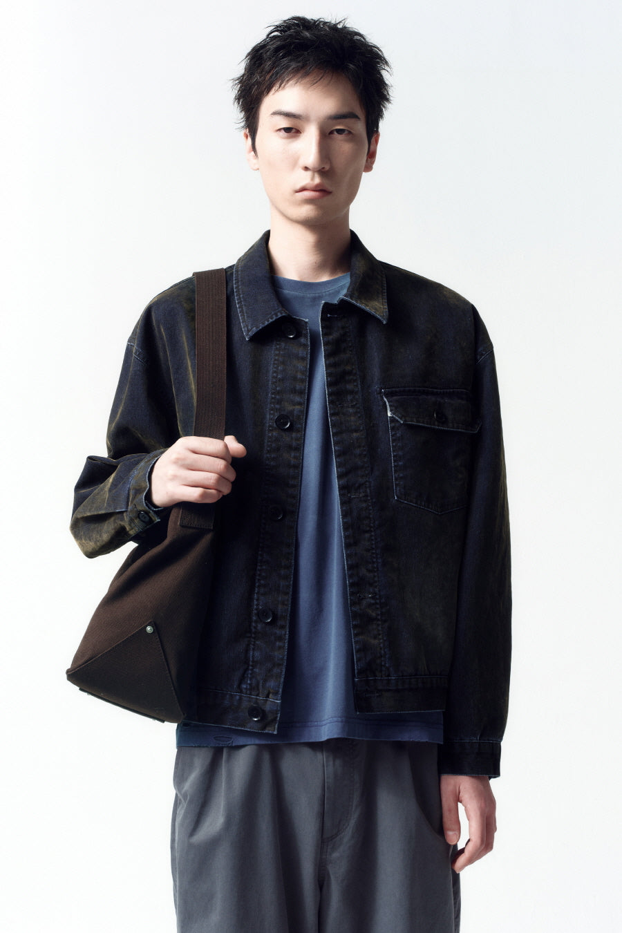 Insilence - Velvet Denim Engineer Jacket (Black) product image 6 | TRAB K-Fashion Australia