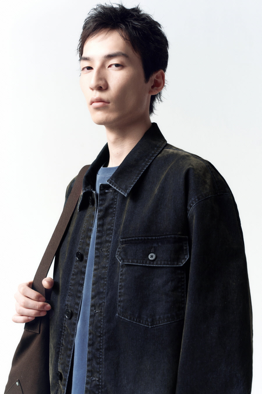 Insilence - Velvet Denim Engineer Jacket (Black) product image 2 | TRAB K-Fashion Australia