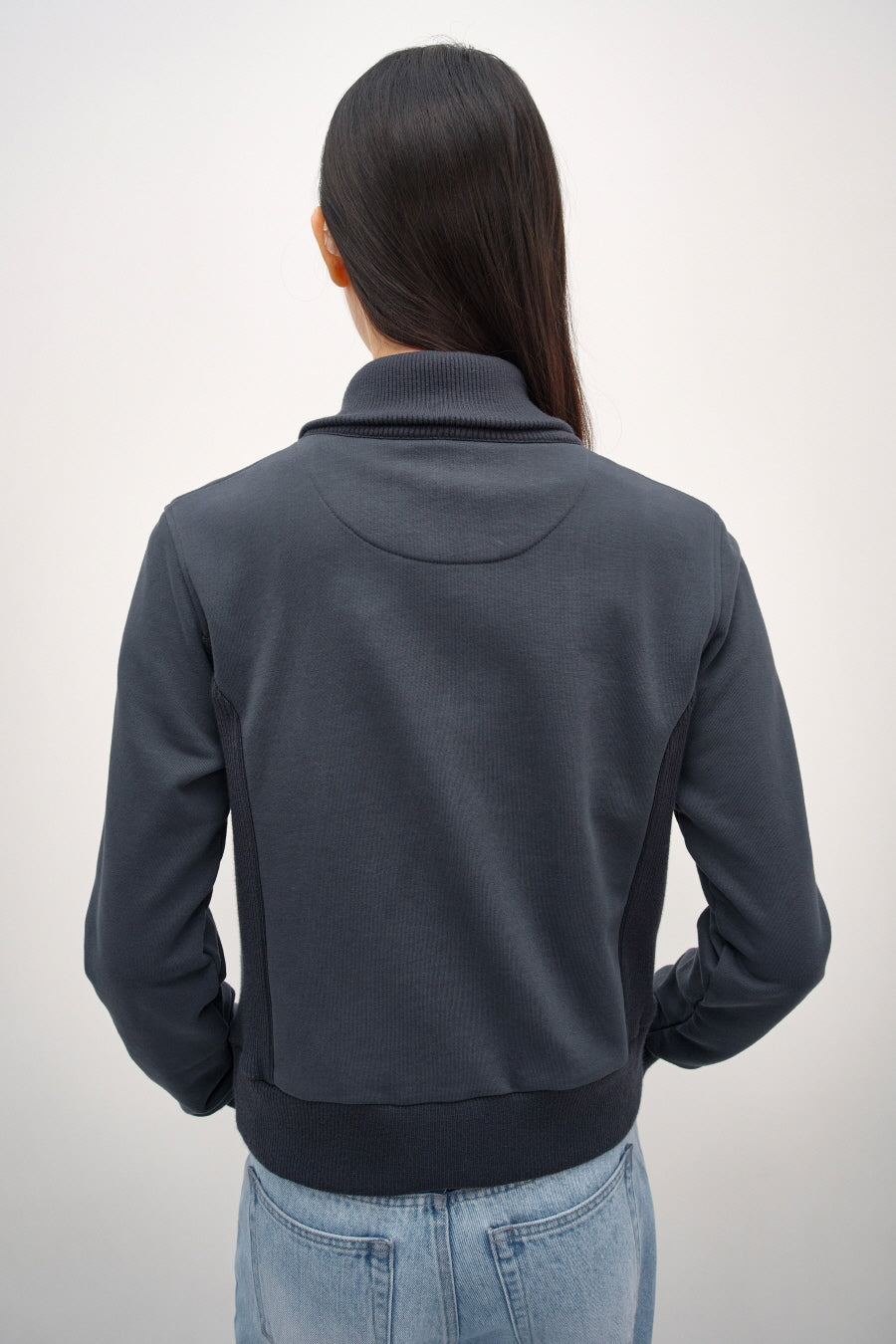 Insilence - Knit Combi Cotton Zip-Up (Navy) product image 2 | TRAB K-Fashion Australia