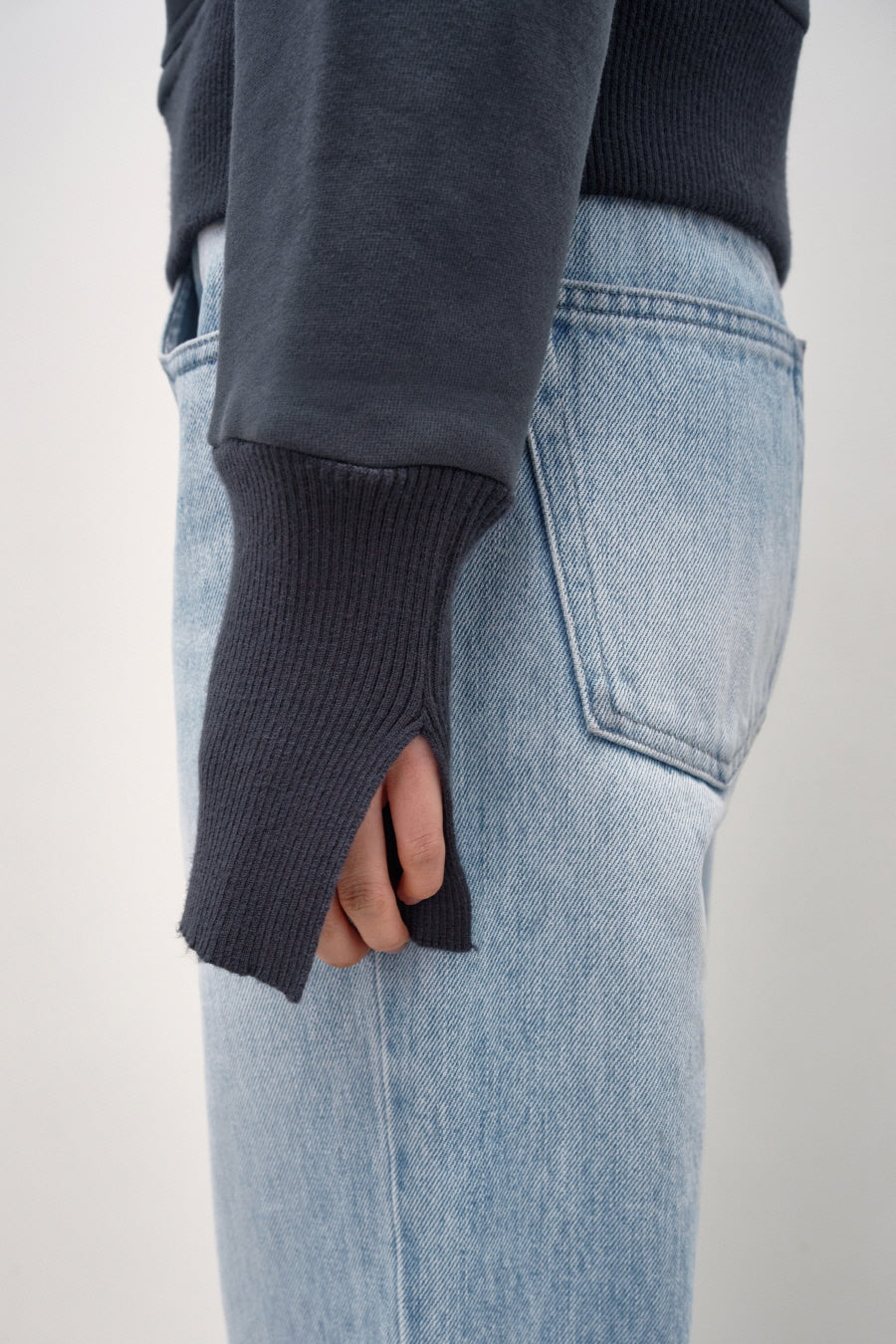 Insilence - Knit Combi Cotton Zip-Up (Navy) product image 5 | TRAB K-Fashion Australia