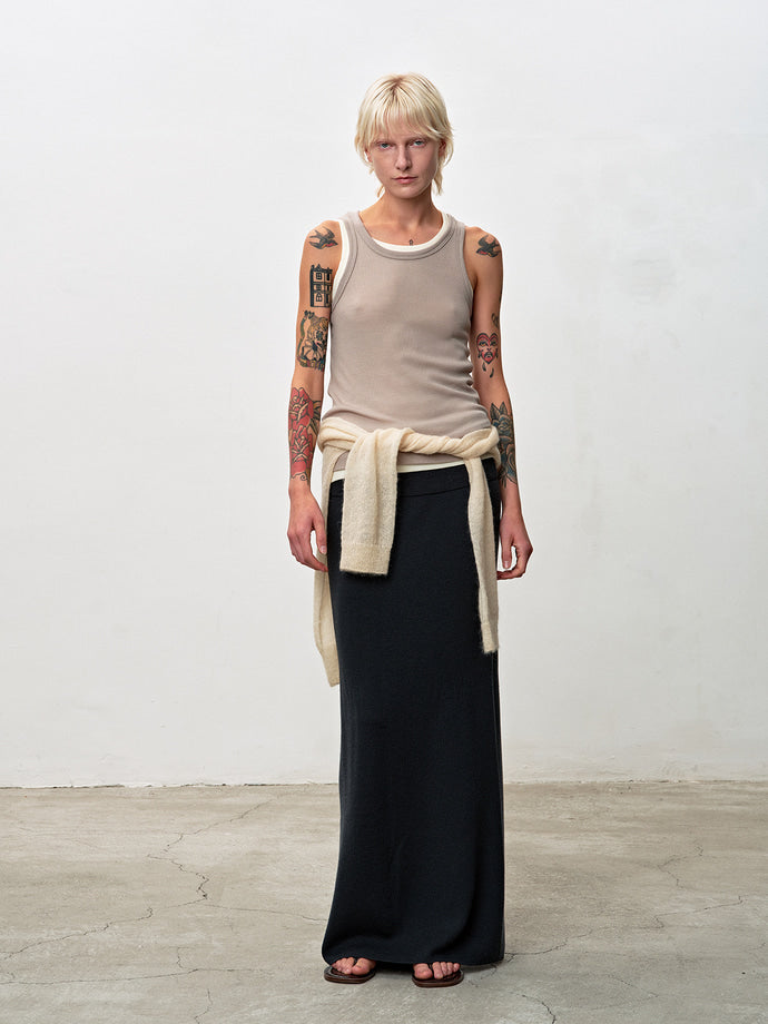 Tonywack - Mercerized Wool Knit Maxi Skirt (Dark Grey) product image 4 | TRAB K-Fashion Australia