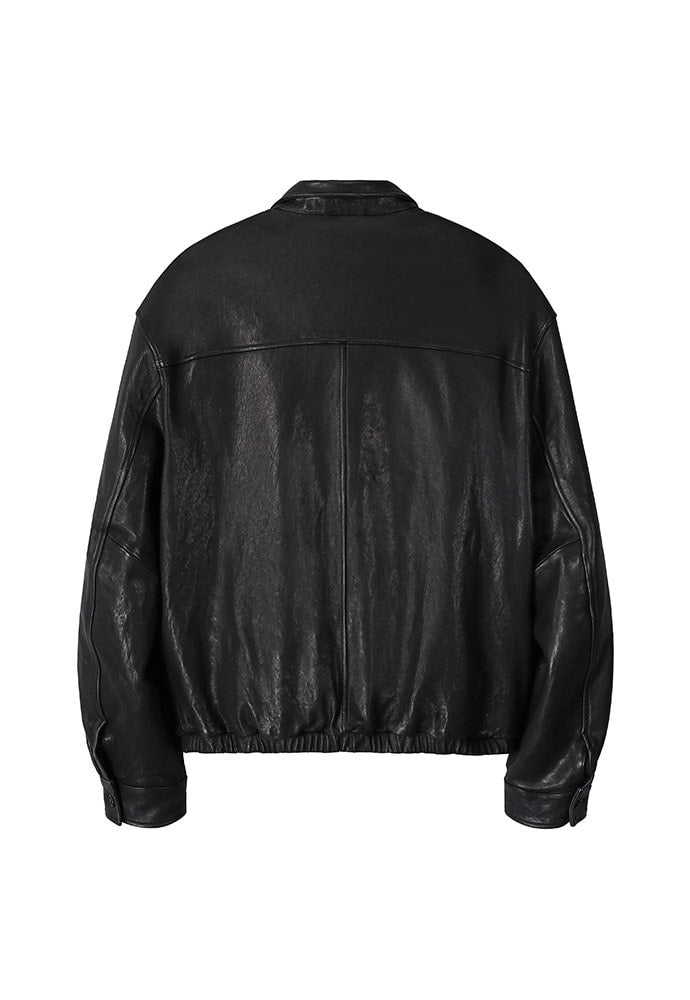 Art if acts - Washed Vegetable Leather Swing Jacket (Black) product image 8 | TRAB K-Fashion Australia